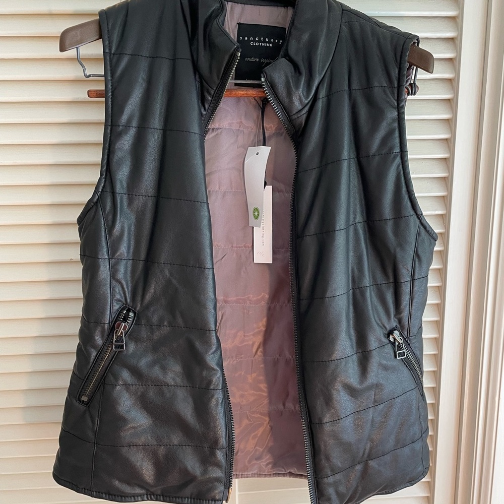 Black Sanctuary Faux Leather Vest